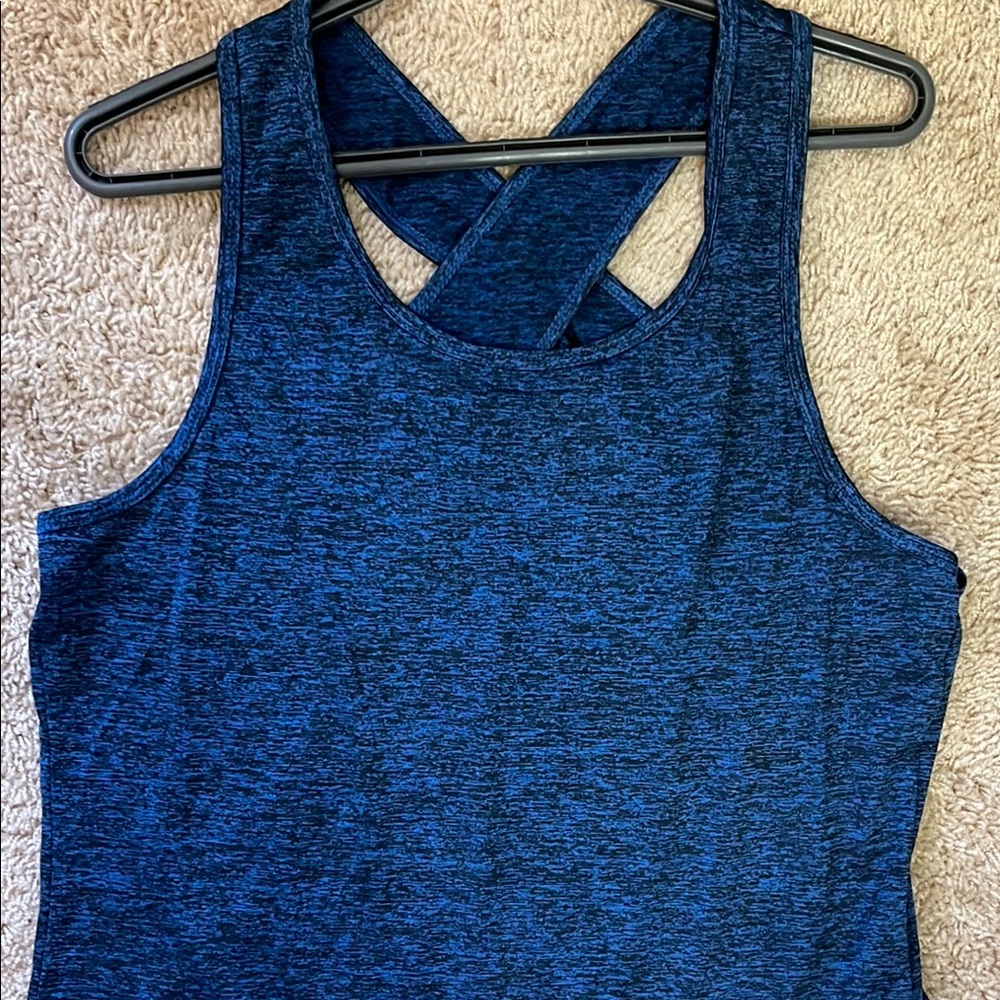 Silkworld Blue Cross-Back Tank Top